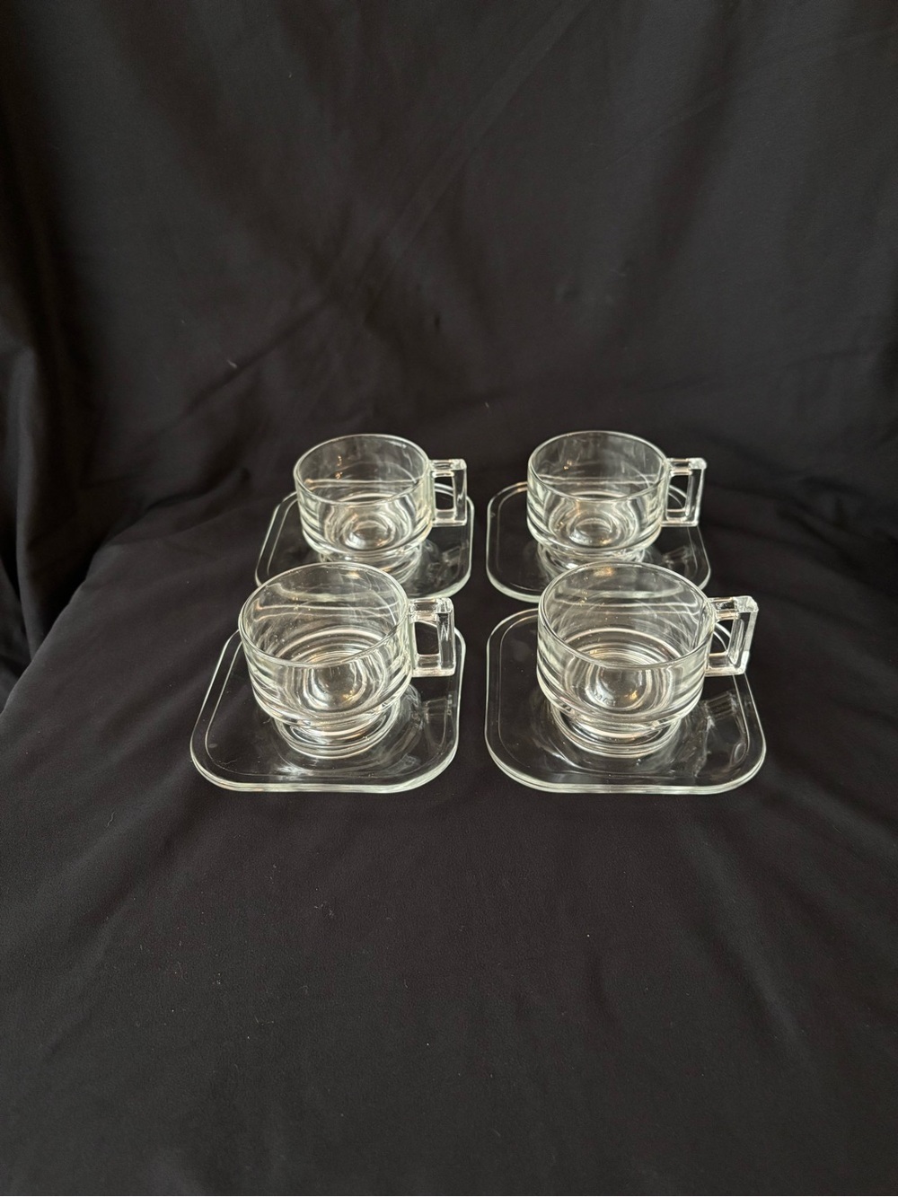Joe Colombo Clear Glass Espresso Cup & Square Saucer Set - Transparent